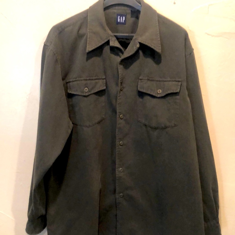 GAP Men’s army green winter weight 100% cotton shirt/shacket. Size XL - Picture 1 of 6